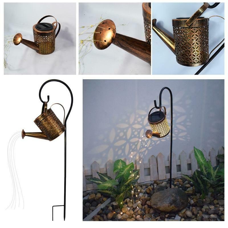 Solar Light Fairy Garden LED Light Decor Waterfall Fairy Lamp for Watering Can