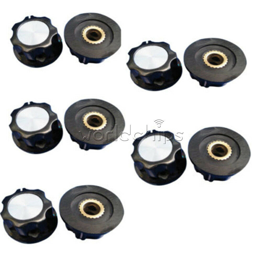 20PCS Adjustable Turn 16mm Top 6mm Shaft Insert Dia Potentiometer Rotary Knobs