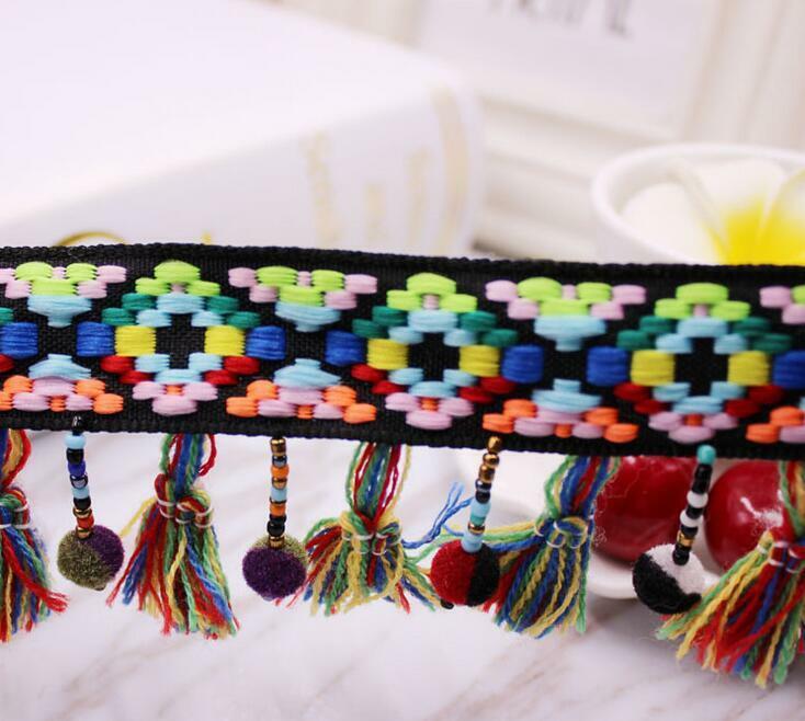 1 Yards Colorful Handmade Beaded Tassel lace Necklace Clothing Accessories