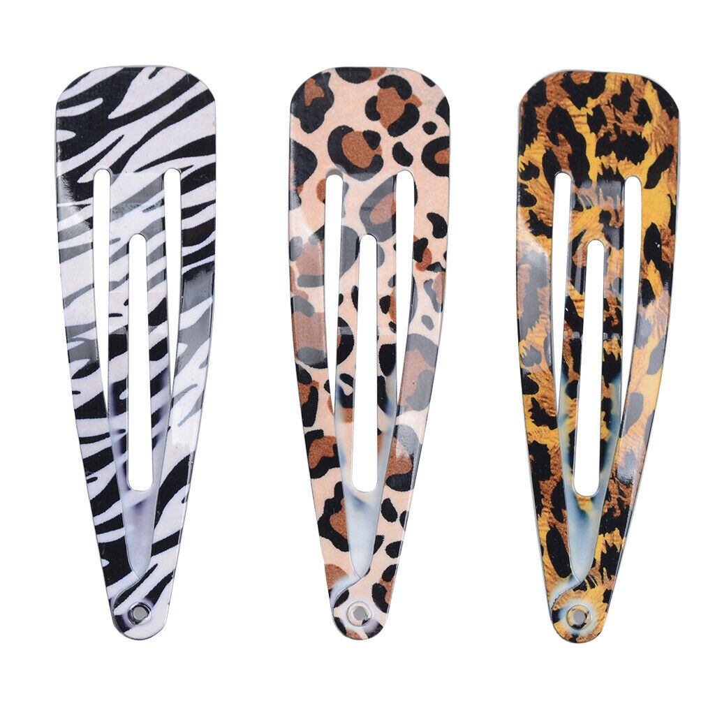 3pcs No Slip Metal Leopard Pattern Sexy Lady Girls Kids Snap Hair Clips