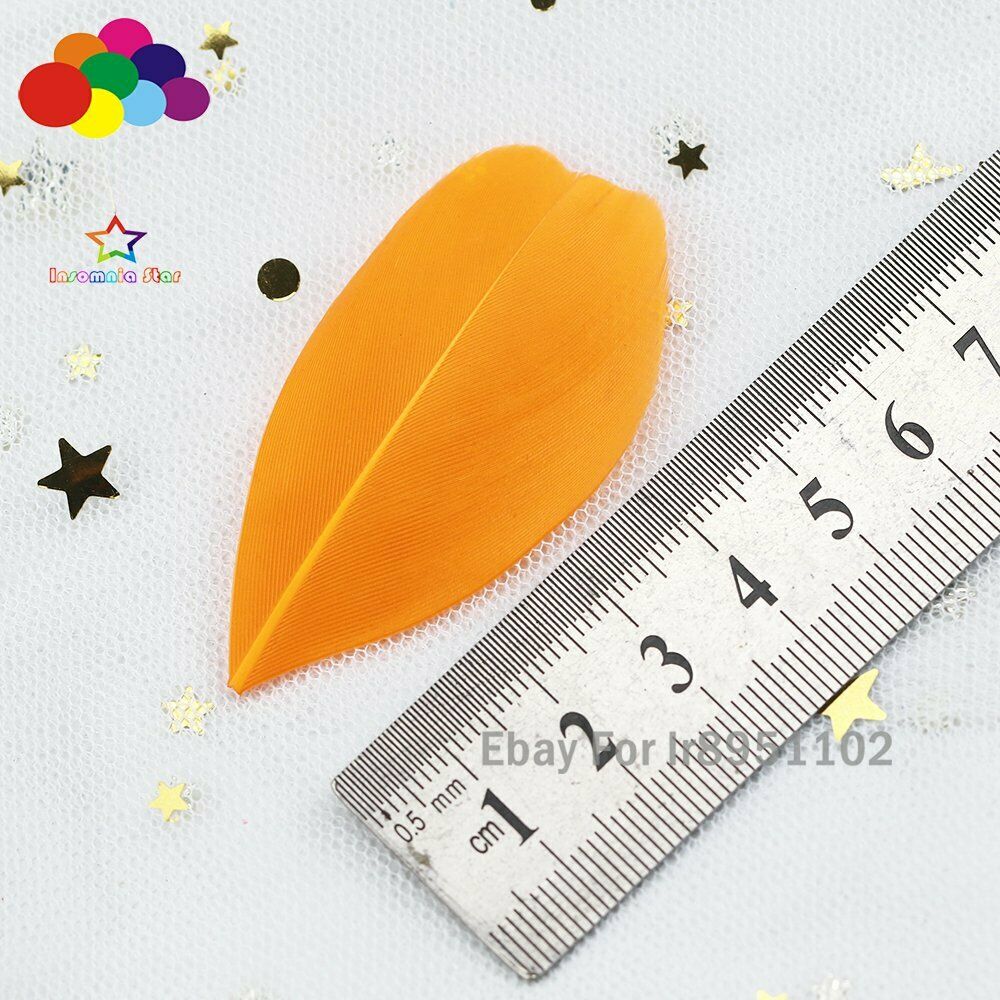 Round head Orange Natural Goose Feathers 5-7CM Plumes for Carnival Halloween 100