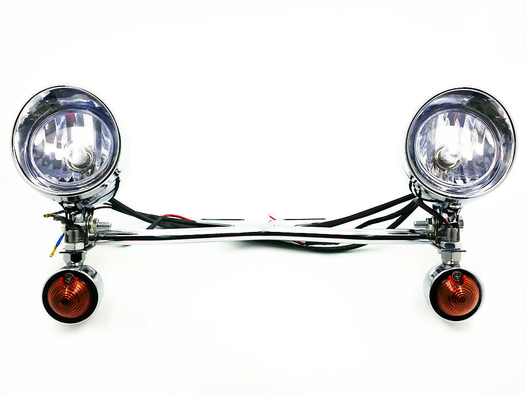 Chrome Motorbike Turn Signal Spot Fog light For Suzuki Cruiser Touring Chopper