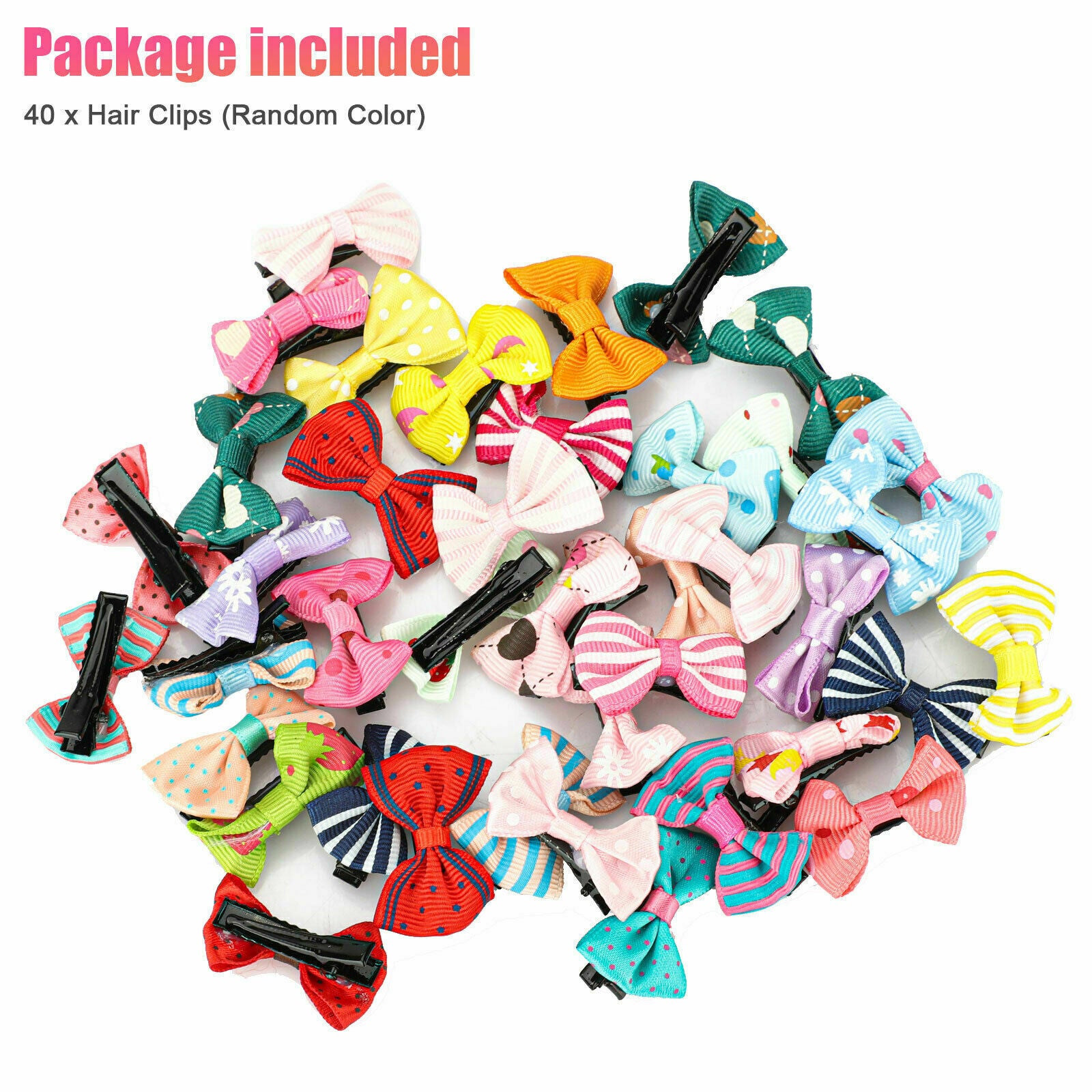 40x Handmade Bow Hair Clip Alligator Clips Girls Ribbon Kids Side Boutique