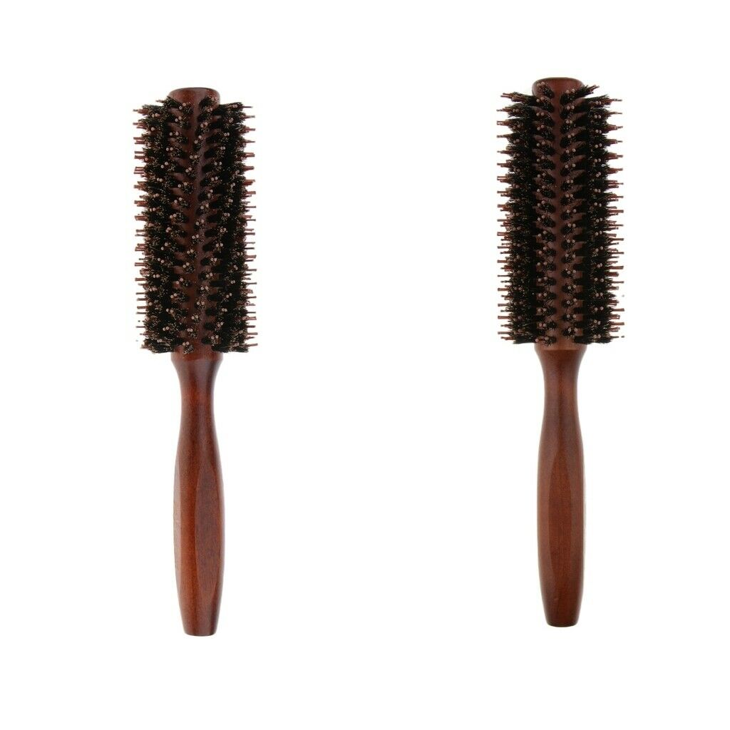 2pcs Light Round Hair Brush Boar Bristle Nylon Anti Hair Loss Salon Home Styling