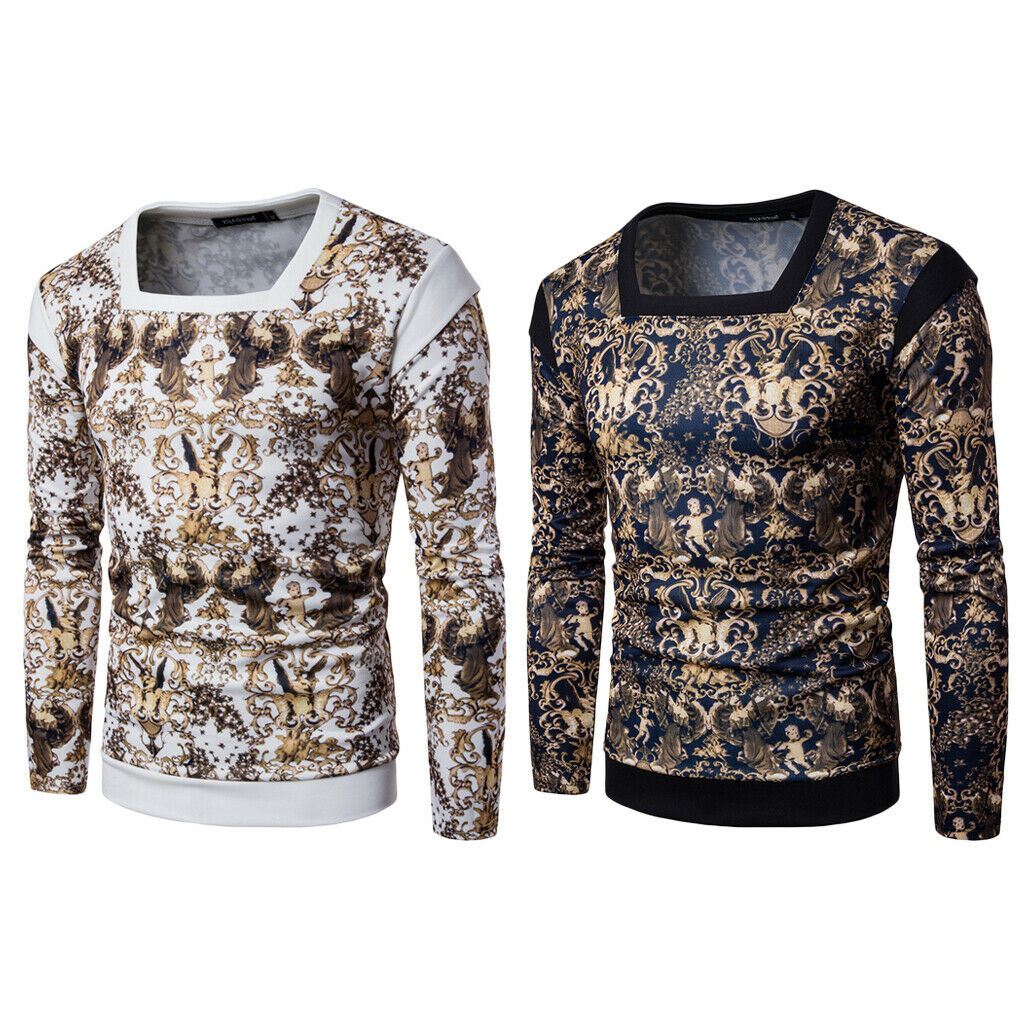 Fashion Mens Sweatshirt Crew Digital Printed Long Sleeve Pullovers White XXL