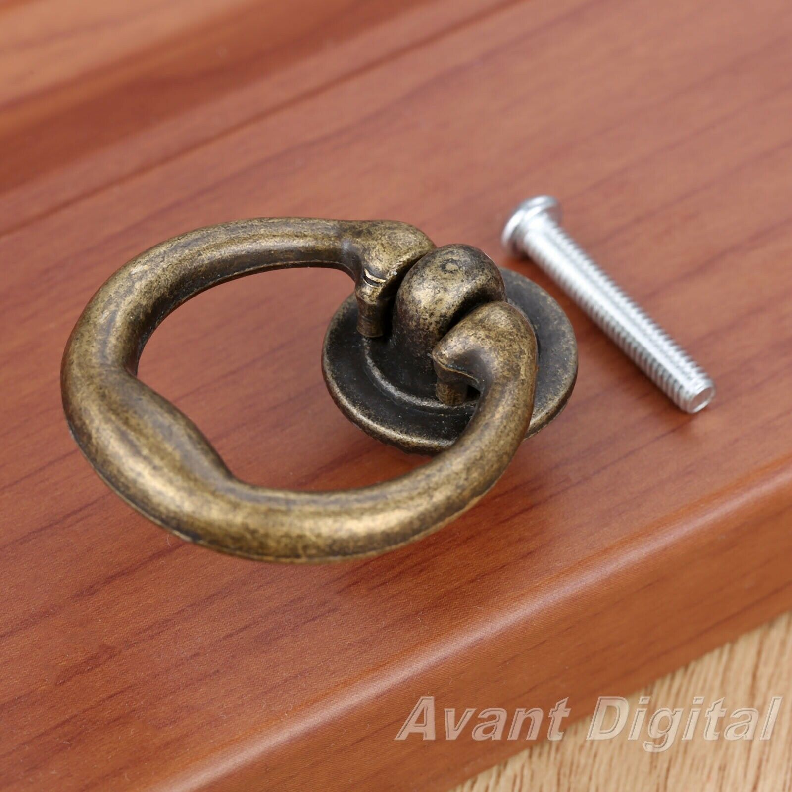1Pc 46*36MM Cabinet Kitchen Drawer Door Knob Retro Bronze Tone Ring Pull Handle