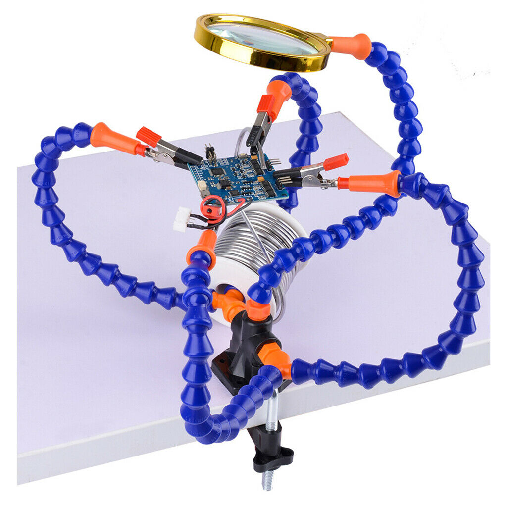 Multifunction Plastic Welding Stand Repair Desk Clamp w/ Magnifying Lens