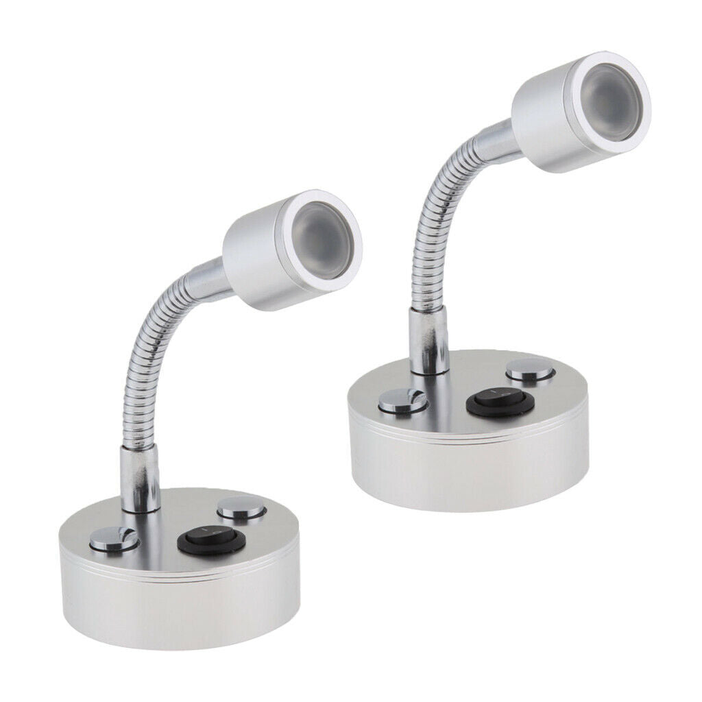 2Pcs RV Boat LED Reading Lamp Flexible Gooseneck Interior Light 12V 1W