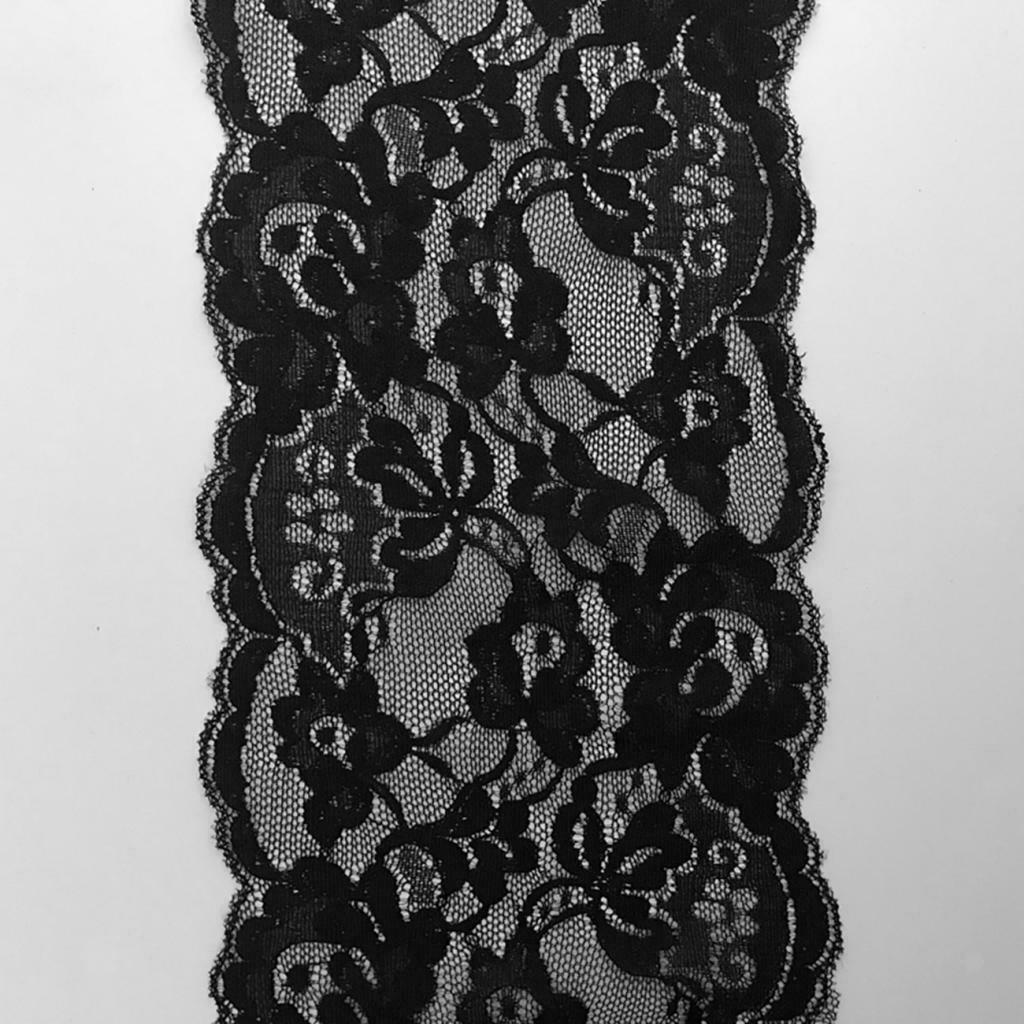 5Yd 15cm Soft Stretch Floral Lace Ribbon Trim Lace Fabric DIY Headband Black