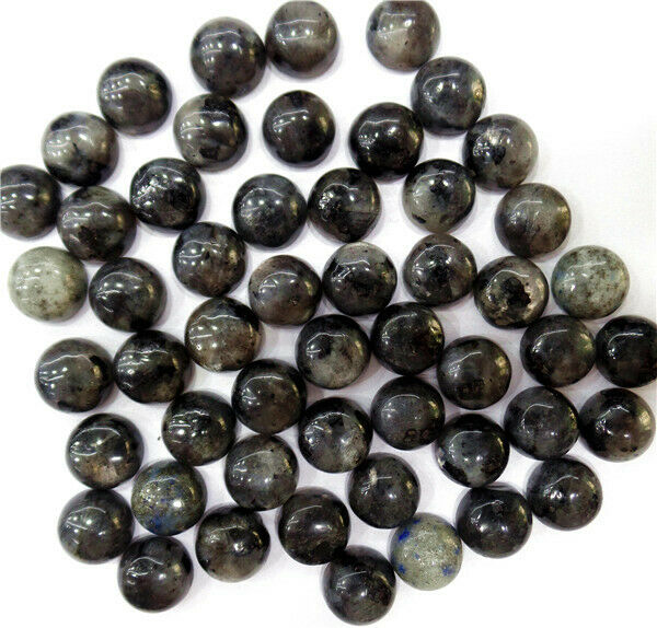 100Pcs 8x4mm Wholesale Natural Black Labradorite Round Cab Cabochon HH7047