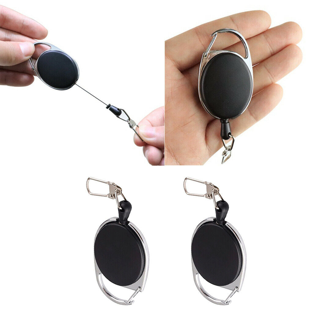 Lots 2 Retractable Key Chain Recoil Heavy Duty Cord ID Badge Card Clip