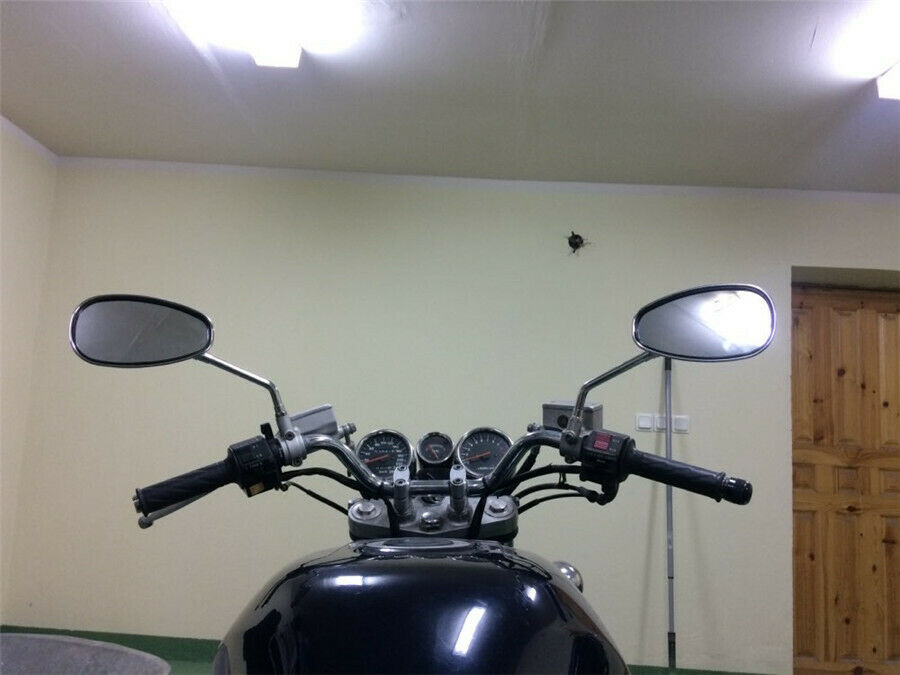 1 Pair 10mm Chrome Plate Adjustable Motorcycle White Glass Rear View Mirrors