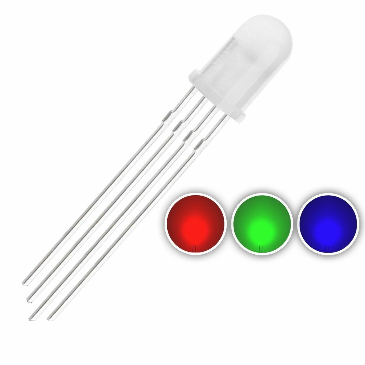 10pcs 5MM 4pin Common Anode Clear RGB Tri-Color Red Green Blue LED Diodes