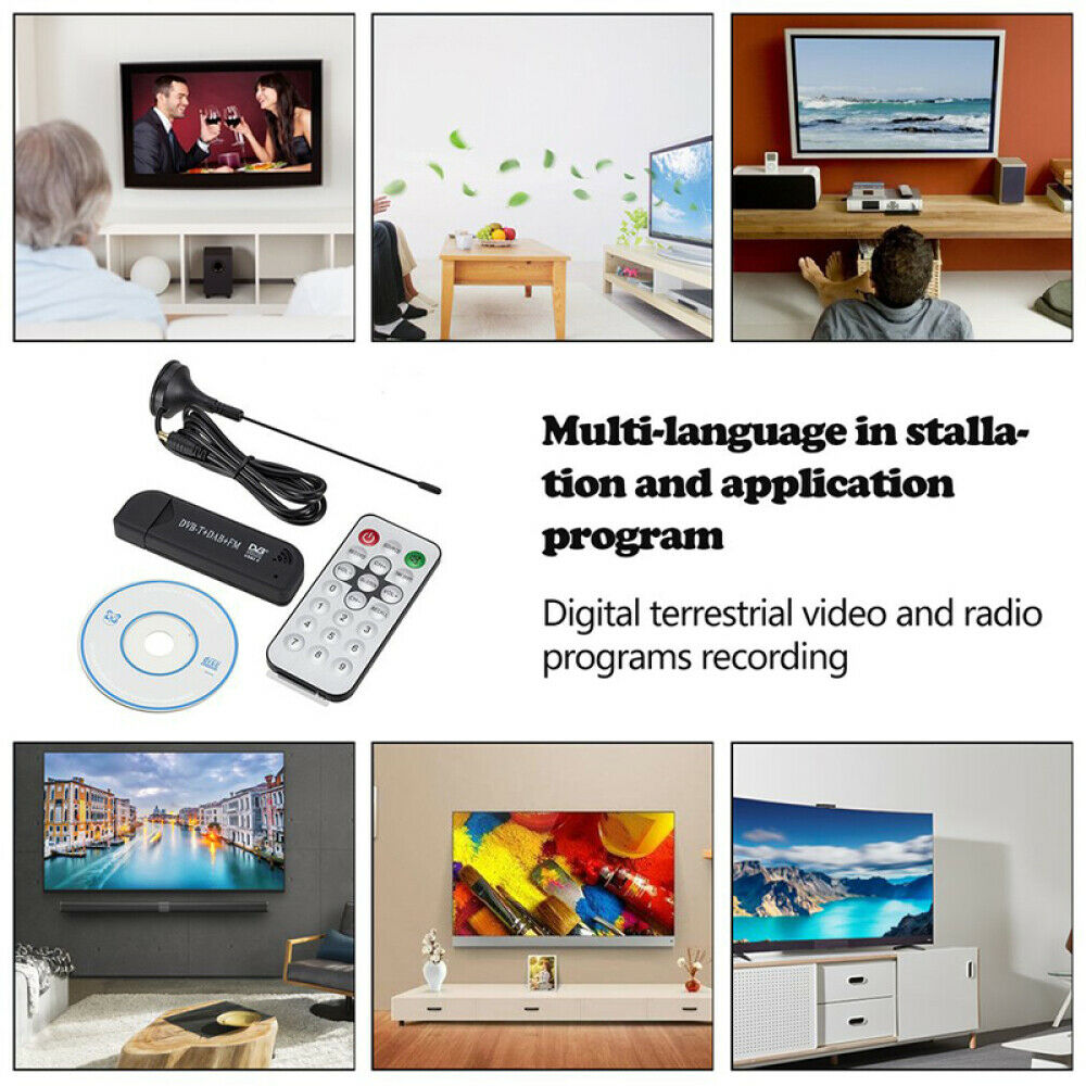 USB2.0 Digital DVB-T SDR+DAB+FM TV Tuner Receiver Stick SDR+DAB+FM Dongle Stick