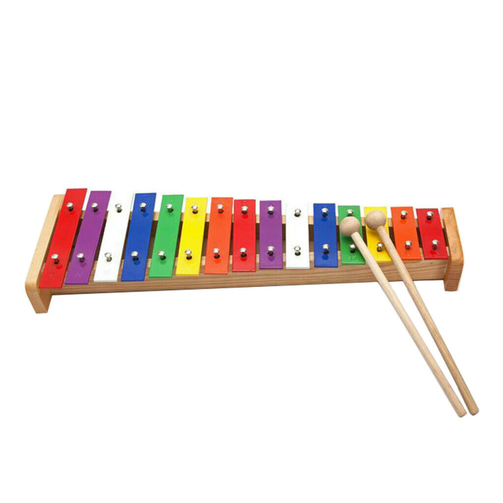 Xylophone for children made of wood, carillon with 2 x wooden mallets,