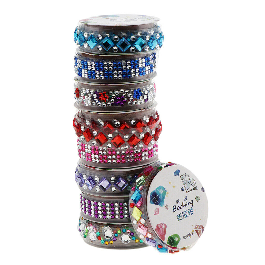 6 Self Adhesive Acrylic Rhinestone Crystal Bling Stickers Tape for Phone Car