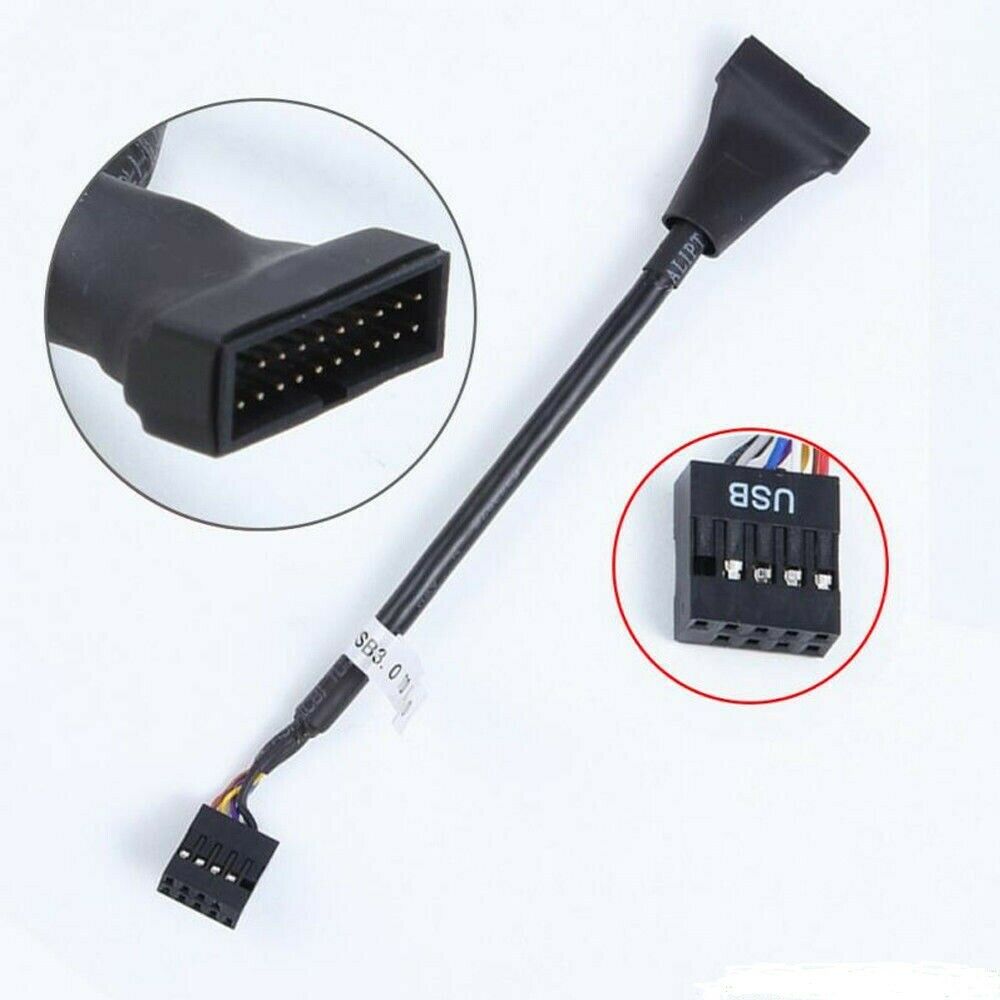 USB 3.0 20Pin Male to Motherboard USB 2.0 9Pin Female Converter Cable Adapter UK