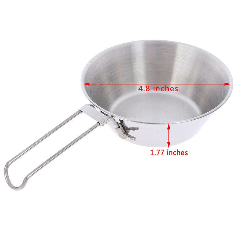 Portable Camping Picnic Cookware Stainless Steel Cooking Hiking Bowl Pot Pay Qx