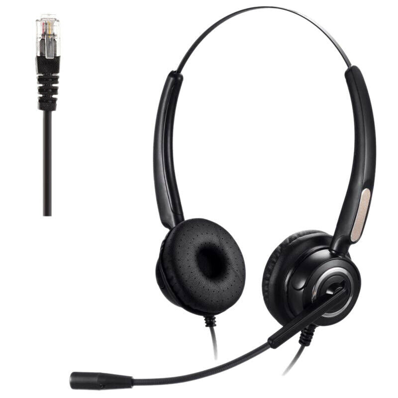 4-Pin RJ9 Call Center Office Noise Cancelling Corded Headset Headphone with MiT8