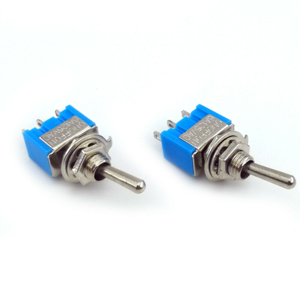 10Pcs Blue Mini MTS-102 3-Pin SPDT ON-ON 6A 125VAC Piano Toggle Switches