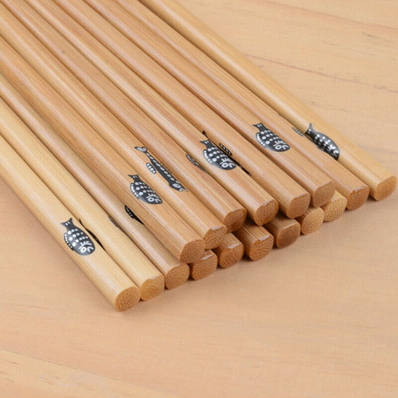 5 Pair Bamboo Chopsticks Chinese Wooden Chopstick Stir Fry Home Gift Boxed Set