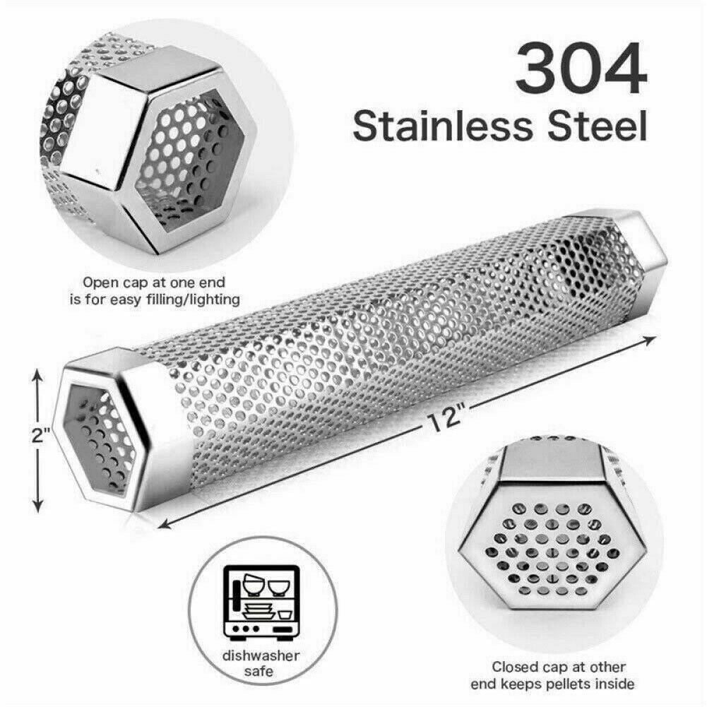 12" Stainless Steel Outdoor Wood Pellet Grilling Smoker Tubes Pipe BBQ Smoke Box