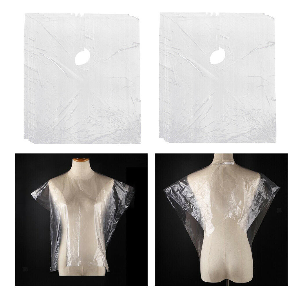 200Pcs Disposable Hair Cutting Capes Clear Barber Home Preming Dyeing Apron Bib