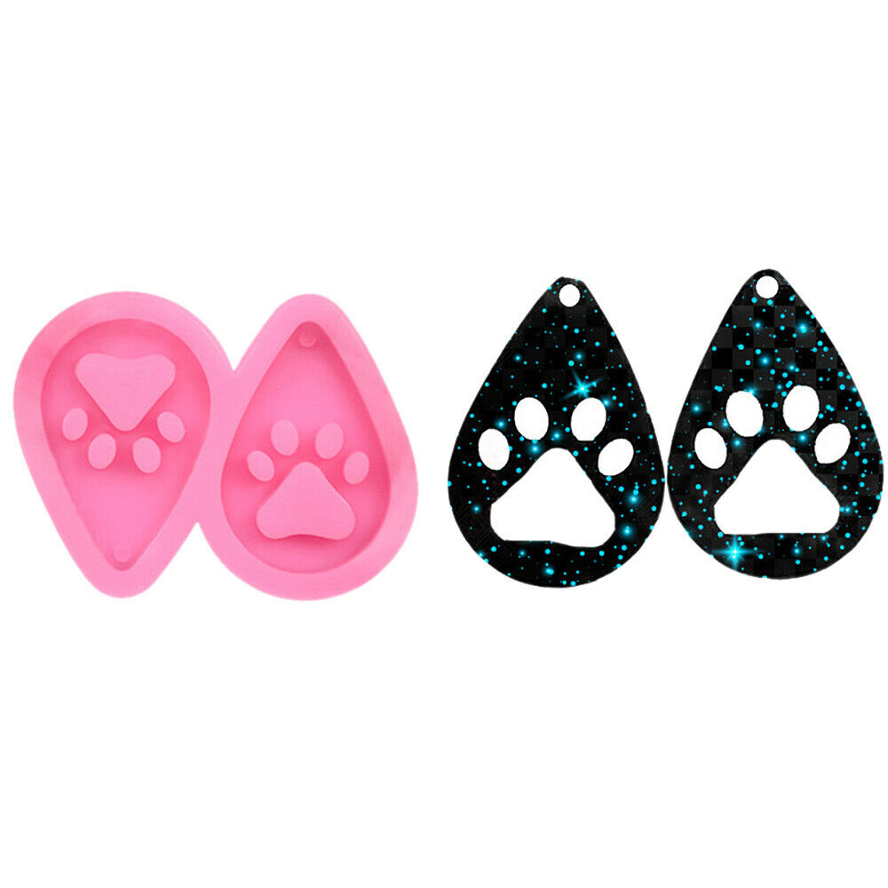 Cute Paw Tear Drop Earrings Silicone Mold Jewelry Keychain Pendant Epoxy Casting