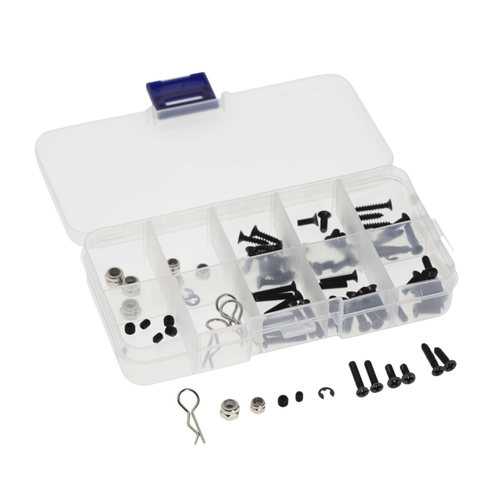 84PCS RC Screws Kit M3 Screws Pin M4 Nuts O Rings for 1/10 RC Crawler Car