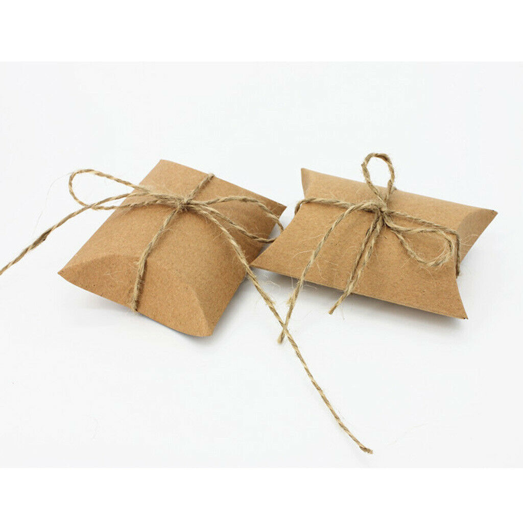 Wholesale 50 Brown Shabby Rustic Sweets Candy Gift Pillow Boxes Party Favor