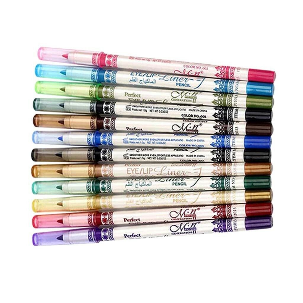 12pcs Eyeshadow Pencil Waterproof Smooth Matte and Long-lasting Lipliner Pen