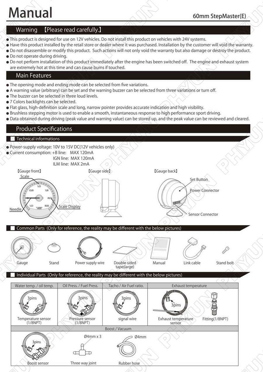 74mm LED Car SUV Oil Press Gauge w/ Sensor + Holder Black Shell 12V Universal