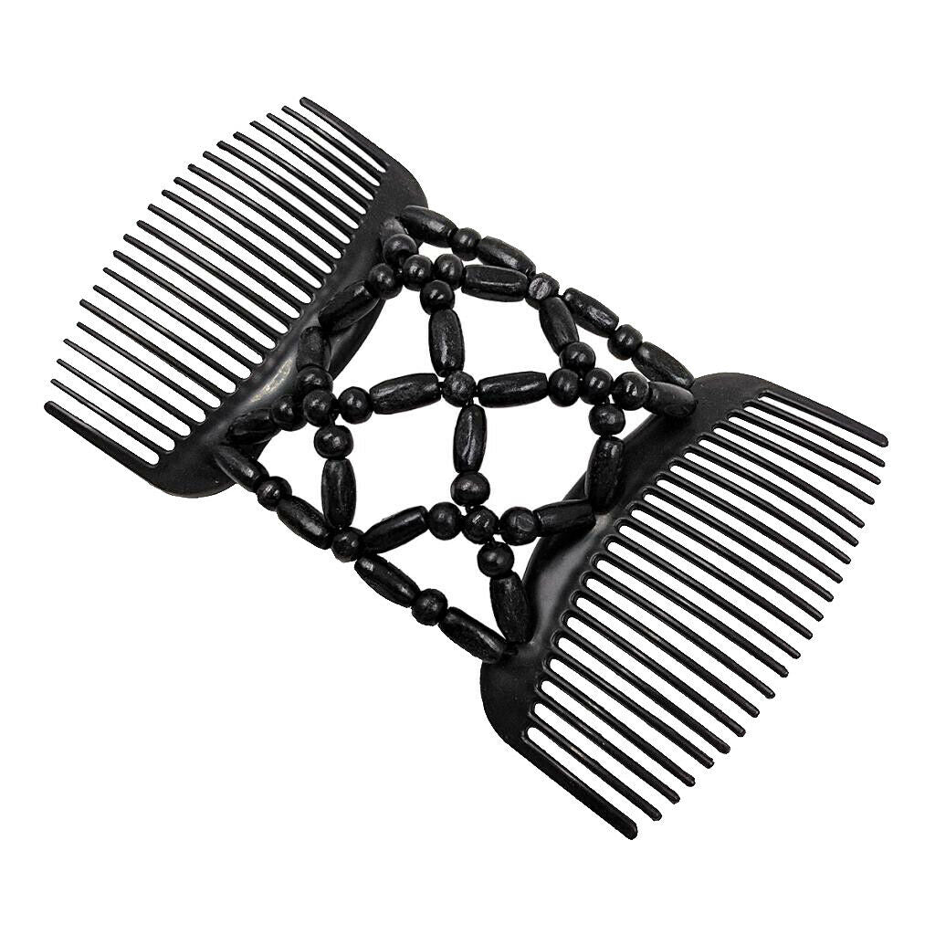 Stretchy  Beads Hair Combs Clip For Bun Hair, Womens Easy Updo Tools