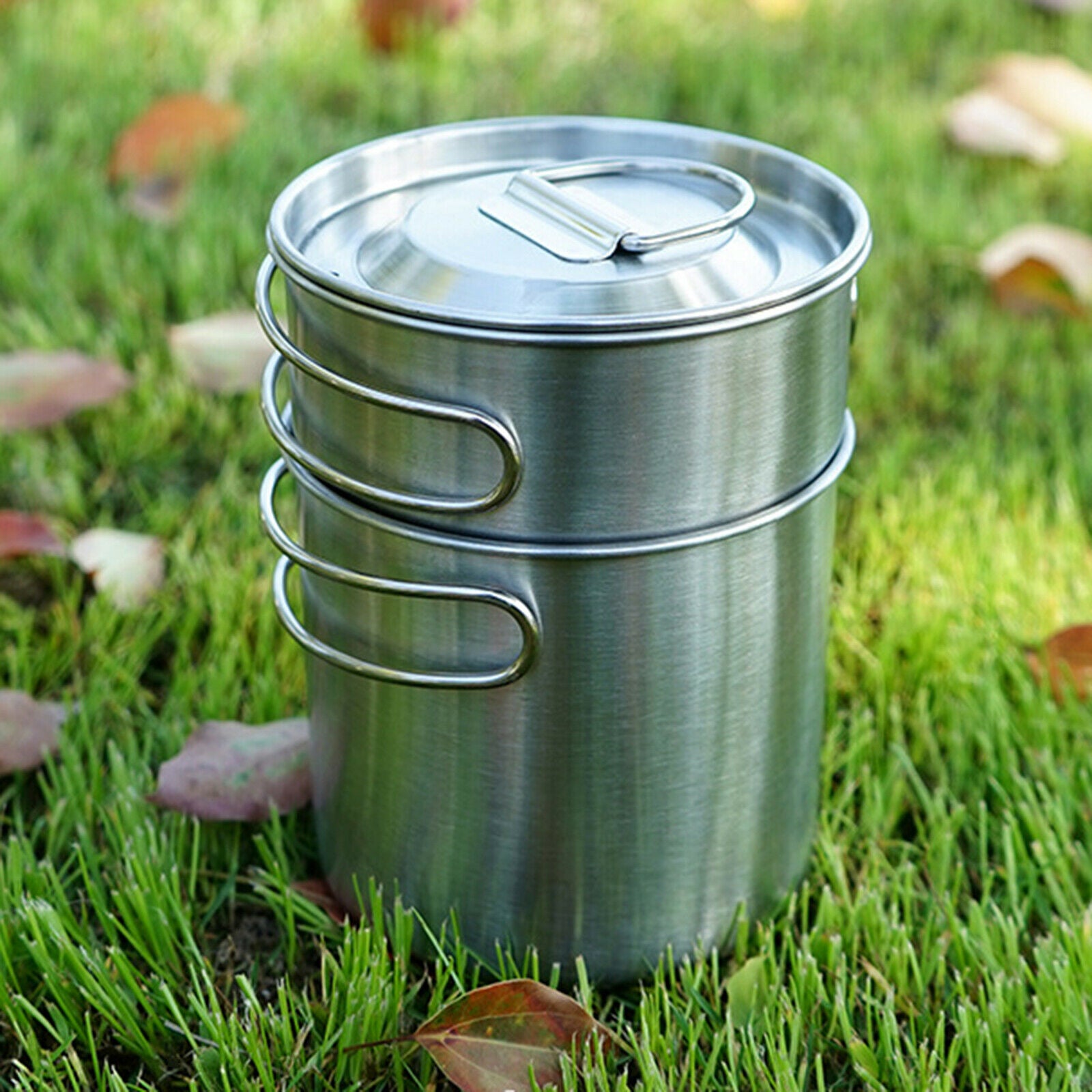 Portable 2x Camping Cup Kit Pot Cooking Bowl Hiking Adventure Outdoor Tool