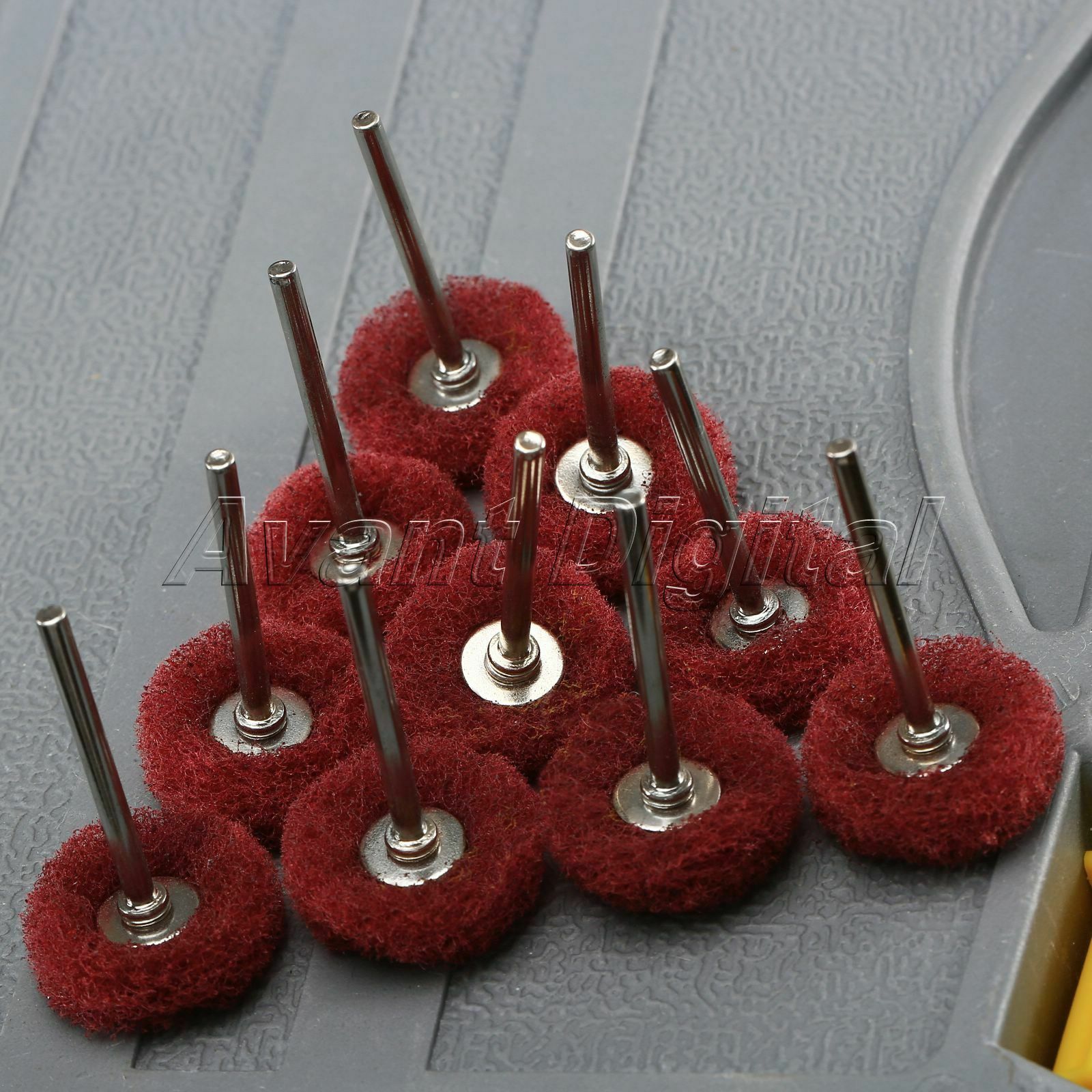 10X Scouring Pad Polishing Buffing Shank Wheels For Grinder Power Rotary Red