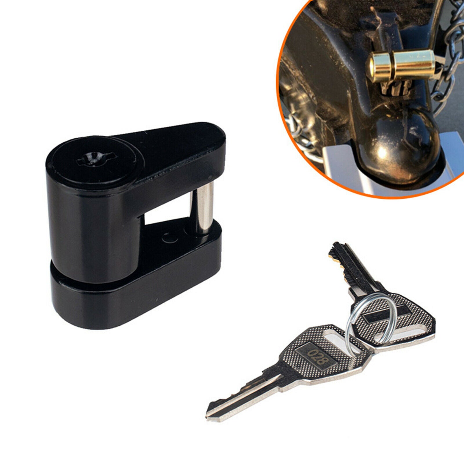 Portable Black Trailer Hitch Coupler Lock Dia 1/4 Inch for Car's Coupler