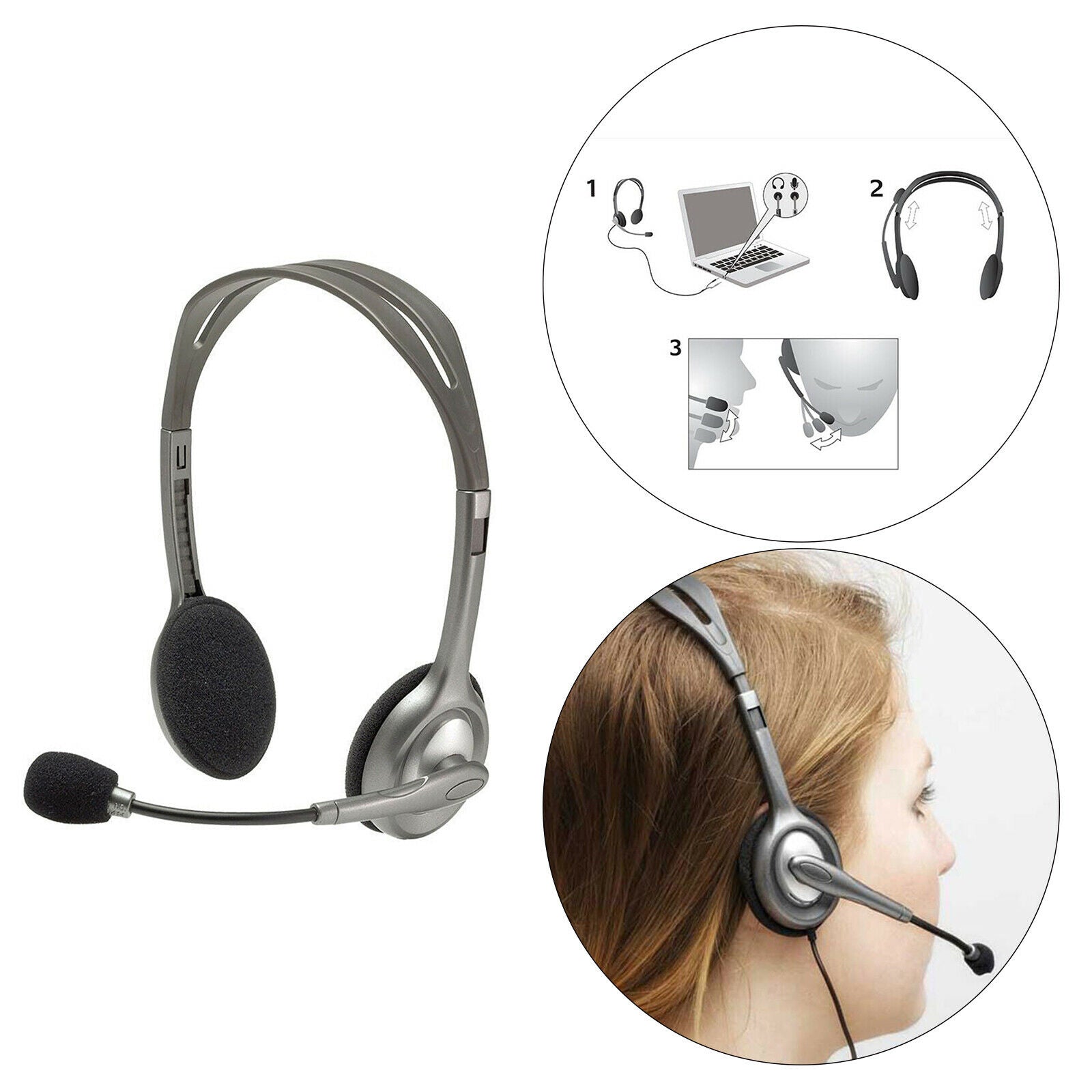 3.5mm Wired Headphone for Computer PC Education Softphones Call Center