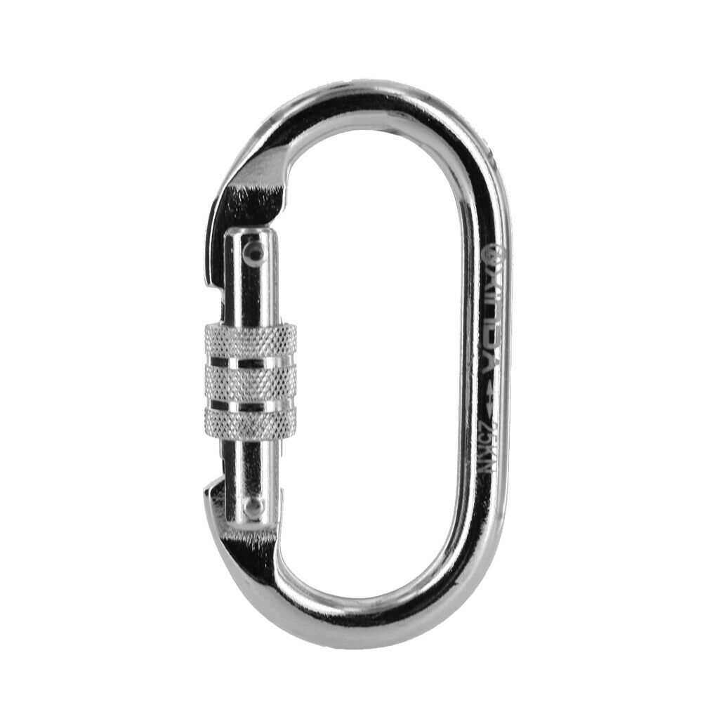 25KN Rock Climbing Screw Locking Steel Carabiner Arborist Carving Equipment