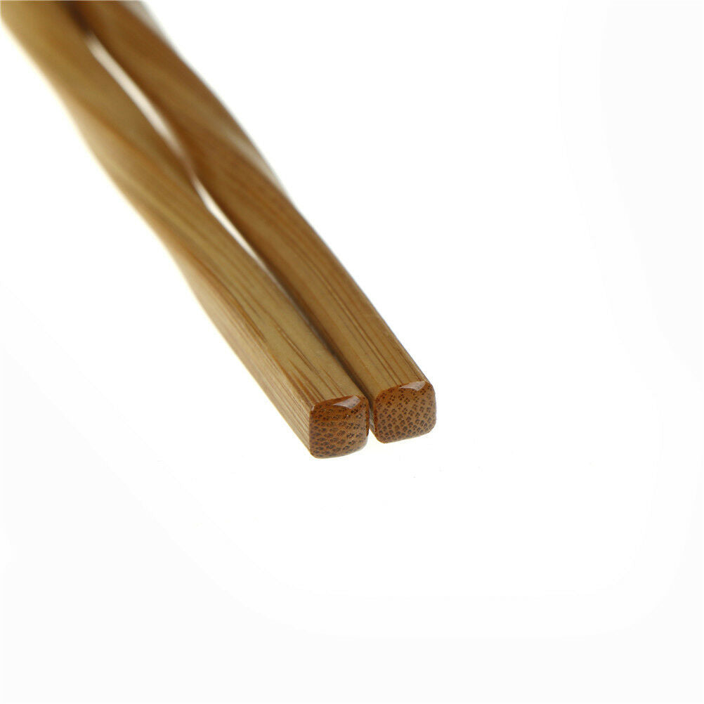 1 pair Natural Wavy Wood Chopsticks Chinese Chop Sticks Reusable Food Stic.l8
