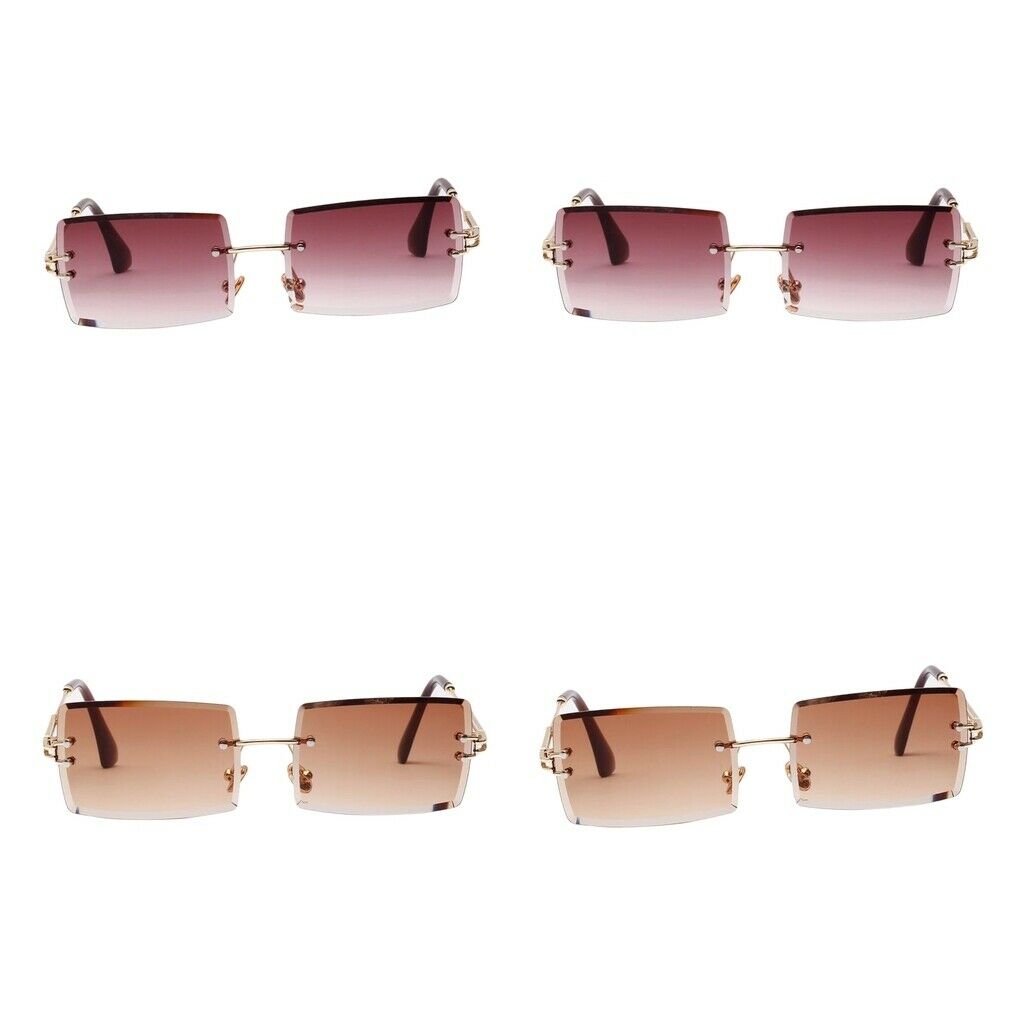 4pcs Fashion Rectangle Cut Sunglasses Retro Classic Tinted Lens Shades