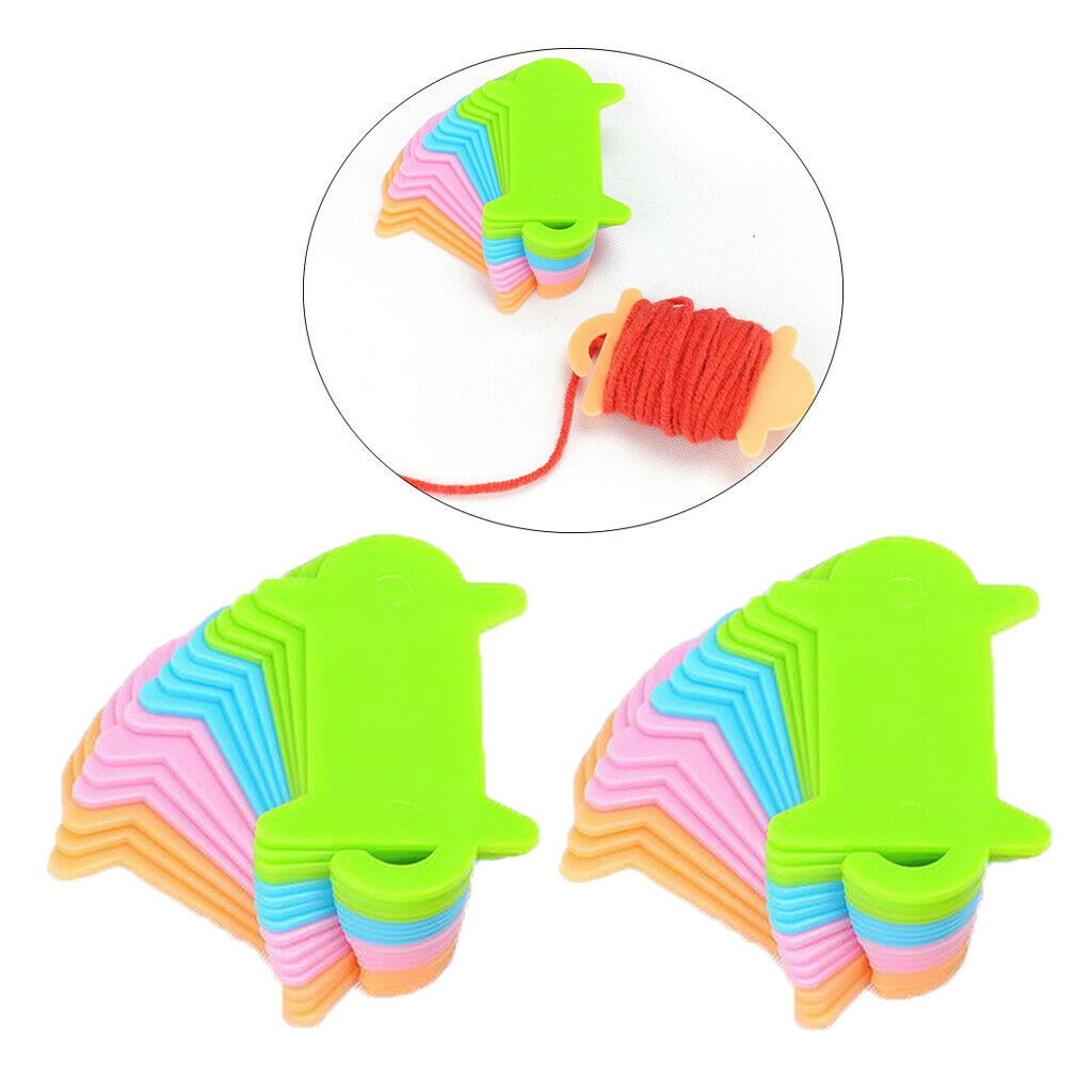 20 Pieces Plastic Colorful Floss Bobbins Cross Stitch Bobbin for Thread DIY