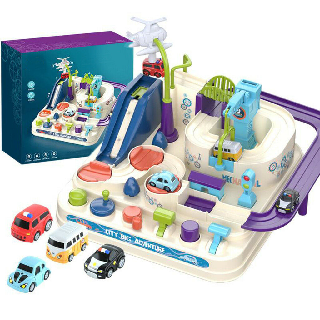 Preschool Kids Car Adventure Game Manual Rail Train Track Toys for Education