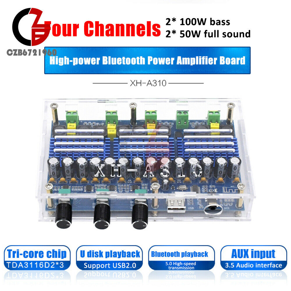 4 Channel 100W*2 50W*2 TPA3116D2 Digital Stereo Audio Power Amplifier Board