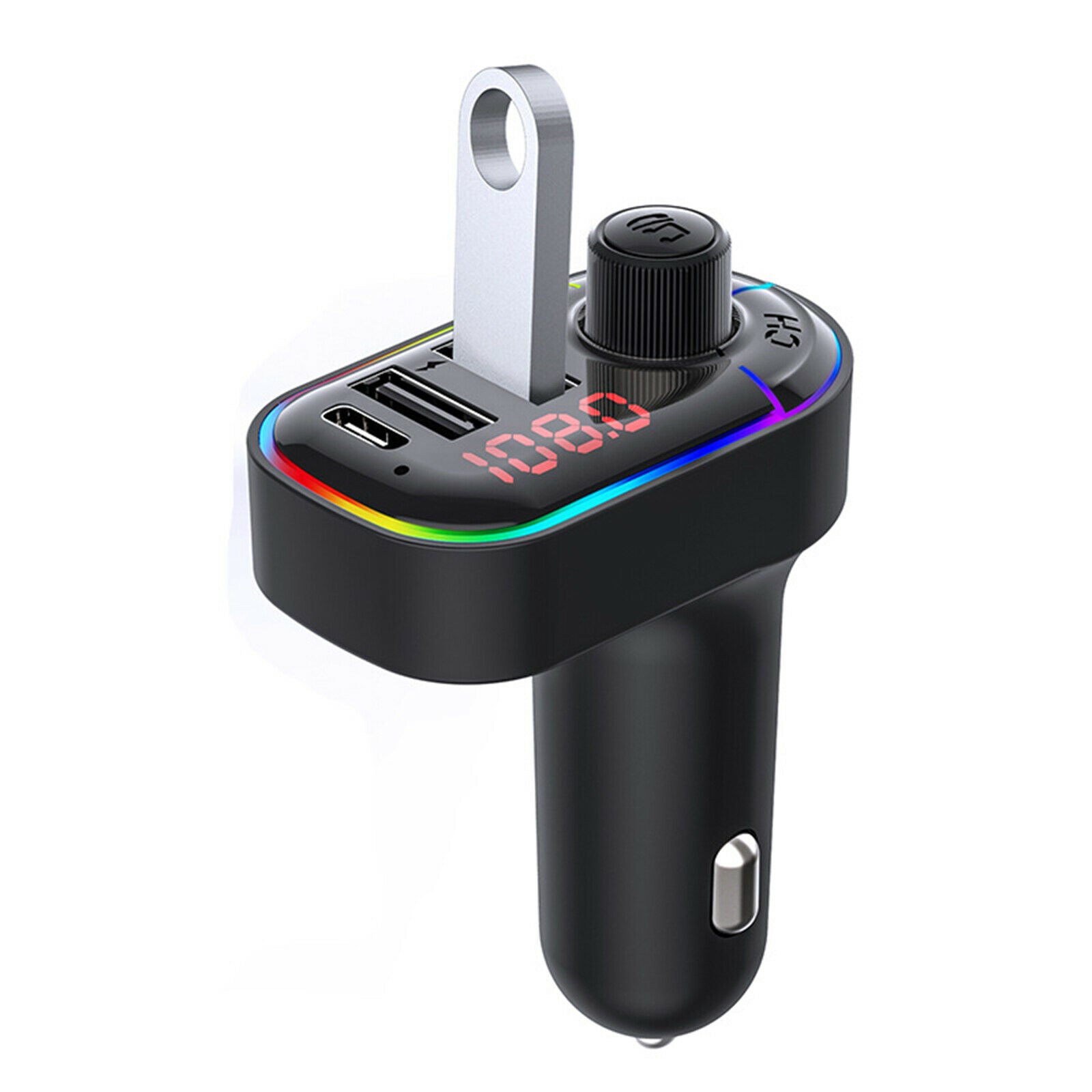 Bluetooth Fast Car Charger FM Transmitter 7 Color LED Light Dual USB Port