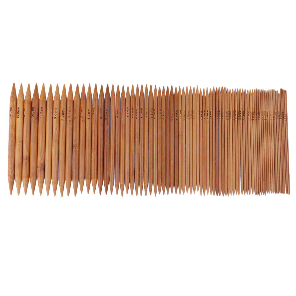 75pcs Carbonized Bamboo Double Pointed Knitting Needles Smooth Crochet Set