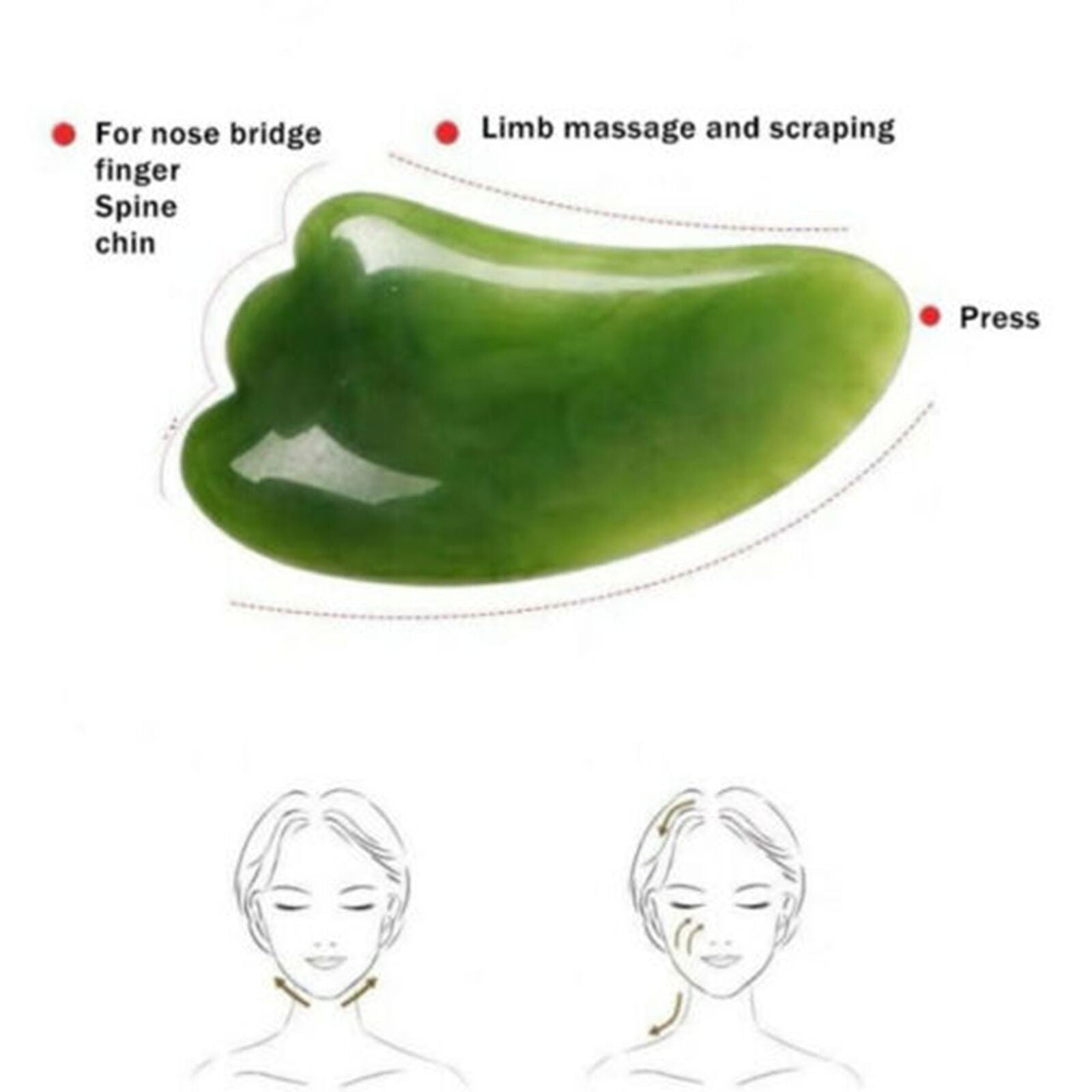 7 Pcs Set Gua Sha Natural Green Jade Quartz Stone Facial Body Massage Board Tool