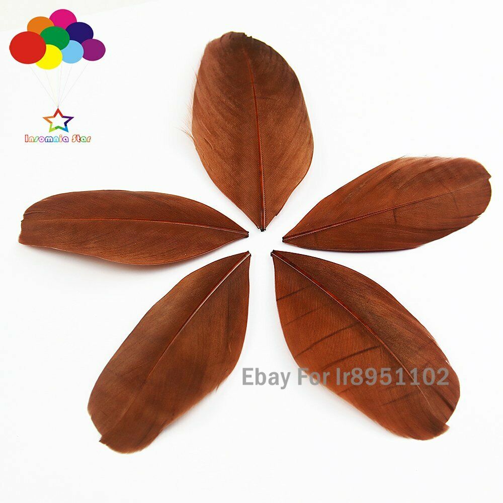 100PCS Coffee Goose Feathers loose round head Handmade Dyed Feather for Charm