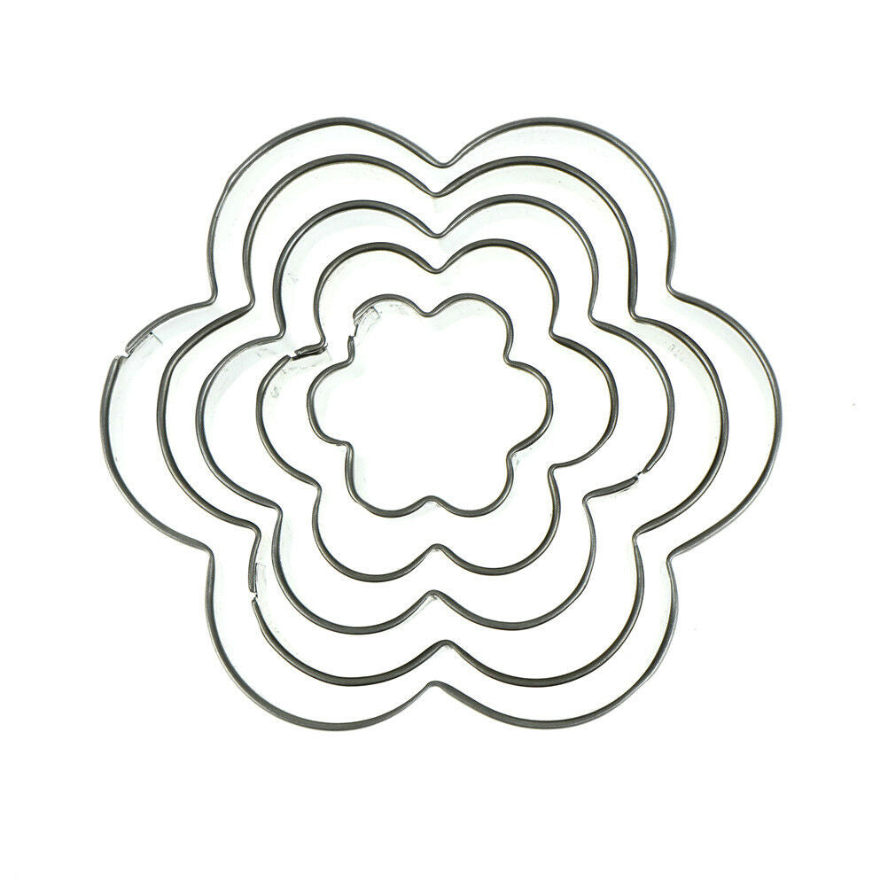 5X flower shape stainless steel cookie cutter cake baking mould biscuit mould Tt