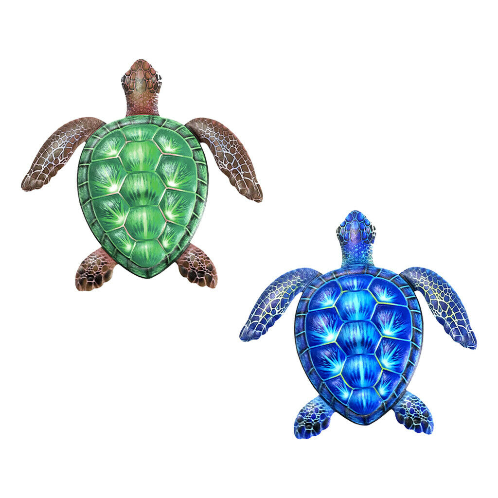 2Pcs Iron Art Sea Turtle Metal Wall Hanging Animal Ornament for Home Bedroom