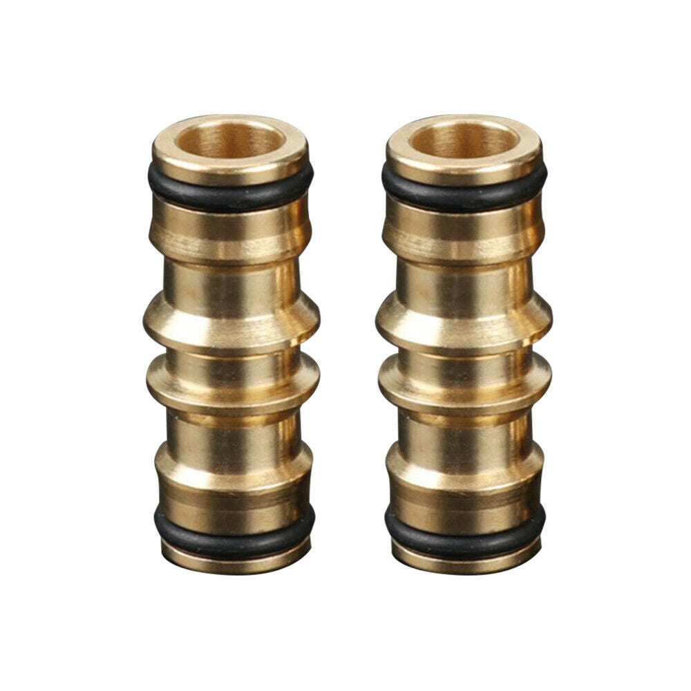 2-Way Copper Nipple Straight Connector Garden Water Hose Repair Quick Connector